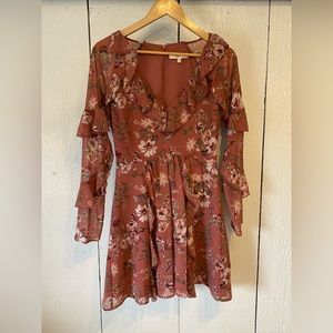 WAYF Long Sleeve Polyester Dress